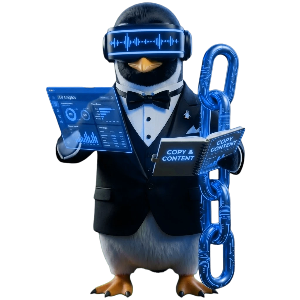 SEO Butler penguin illustrating Content Creation