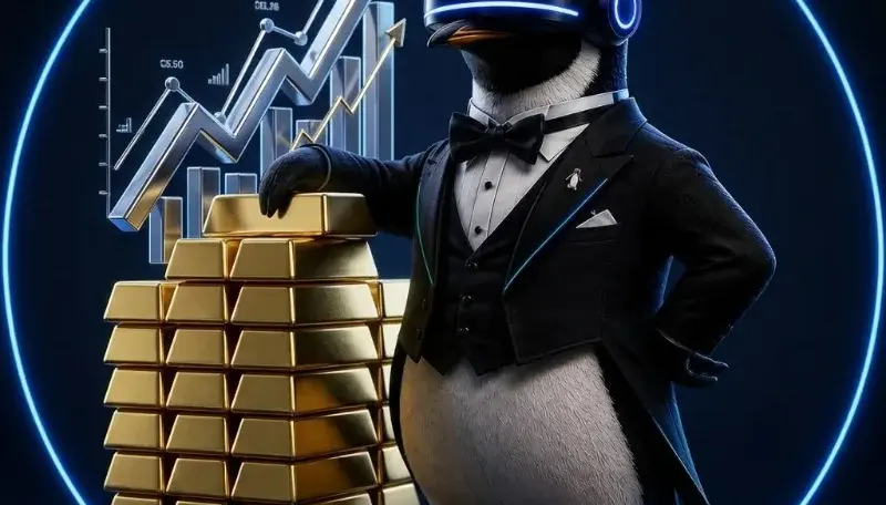 Financial SEO – SEO Butler penguin butler with stacked gold bars and a rising growth chart
